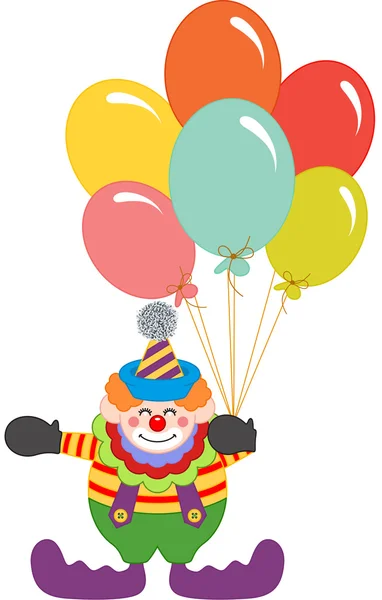 Clown con palloncini in mano — Vettoriale Stock