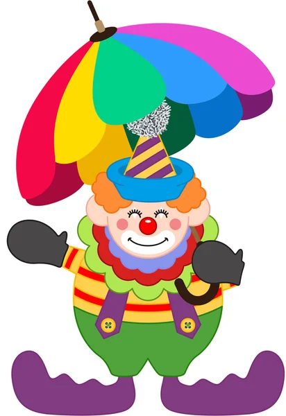 Clown con ombrello — Vettoriale Stock