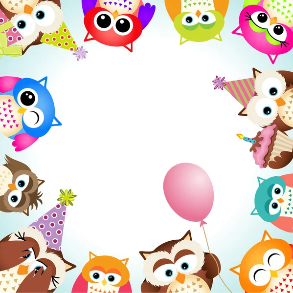 Cute Owls Party Background — Stock Vector