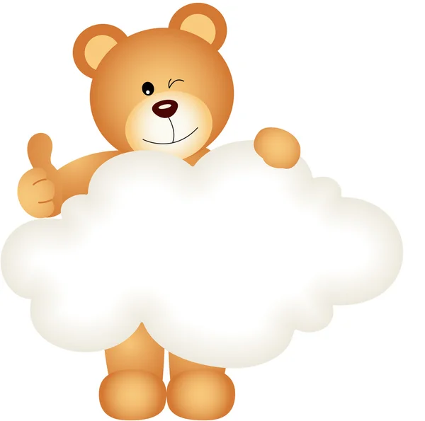 Teddybeer bedrijf leeg wolk — Stockvector