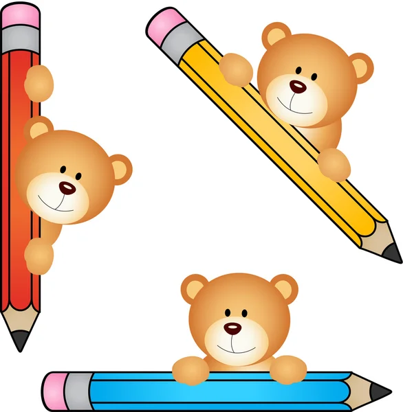 Teddy bear with pencil — Stock Vector