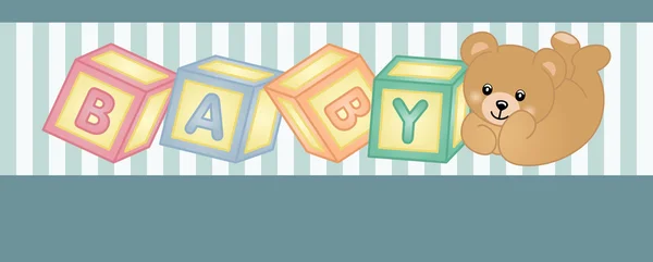 Nalle baby dusch part banner — Stock vektor