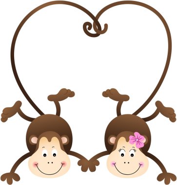 Maymunlar birkaç kuyrukları kalp şeklinde