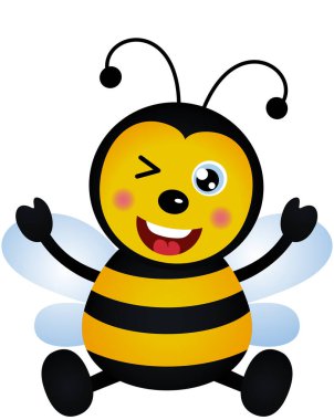 Mutlu şirin arı tek başına oturuyor.