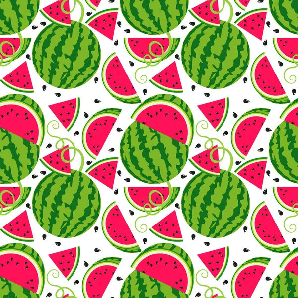 Funny Seamless Pattern Watermelon — Stock Vector