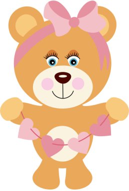 Pembe kalpleri olan küçük oyuncak ayı.