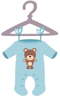 Oyuncak ayılı mavi bebek kıyafeti