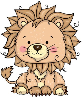 Beyaz üzerine izole komik aslan