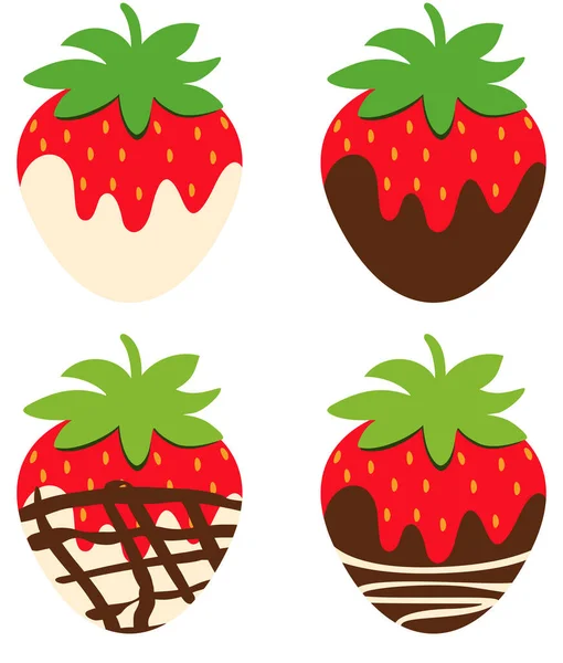 Chocolate Covered Strawberries Flat Fruit Icon Stock Vector