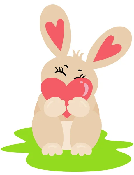 Nettes Und Lustiges Kaninchen Mit Herz — Stockvektor