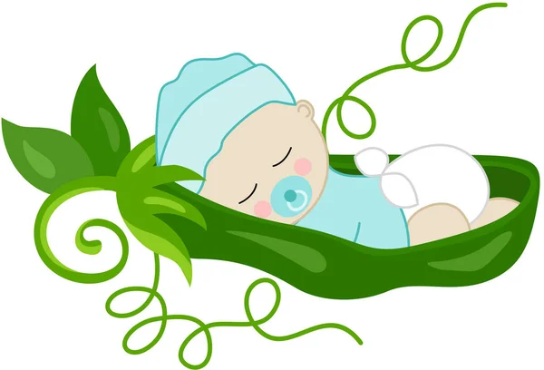 Baby Boy Pea Green Pod — Stock Vector