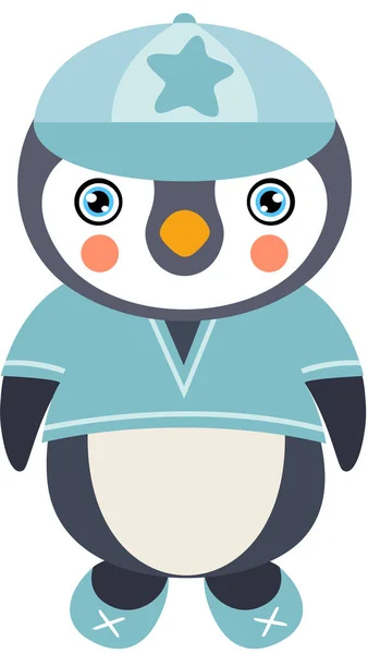 Funny Boy Penguin Isolated White — Stock Vector