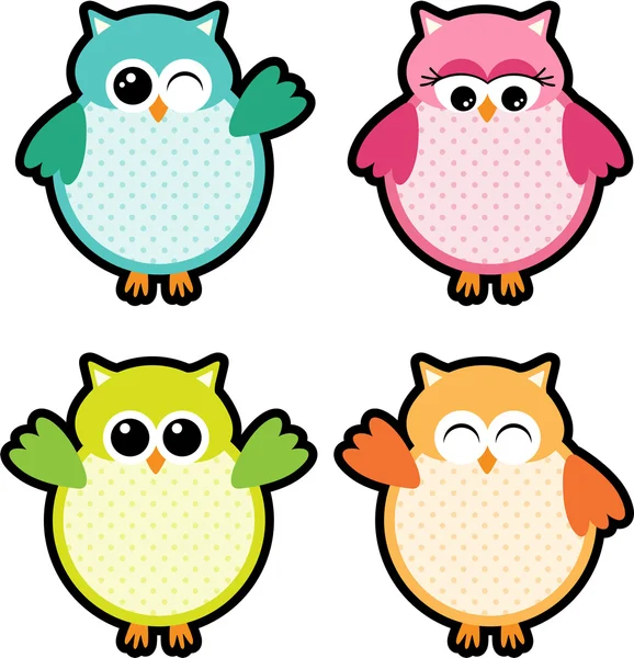 Étiquettes de fête hibou — Image vectorielle