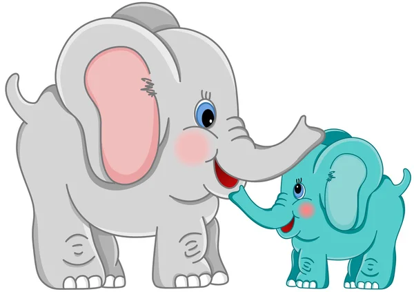 Elefante madre y bebé — Vector de stock