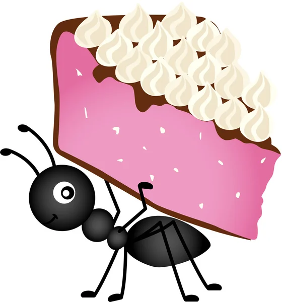 Hormiga llevando pastel de rebanada — Archivo Imágenes Vectoriales