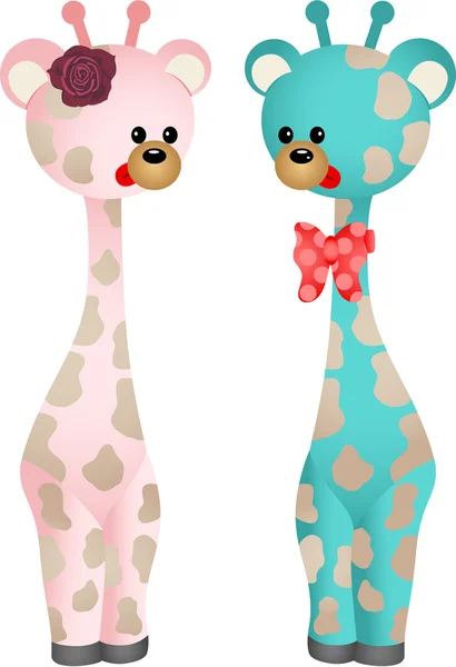 Casal bebê girafas — Vetor de Stock