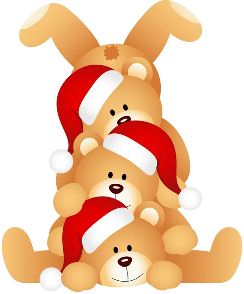 Stack of Christmas teddy Bears — Stock Vector