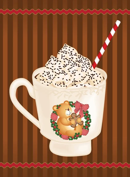 圣诞节鲜奶霜的热咖啡 — 图库矢量图片