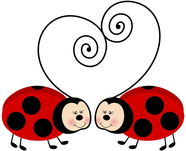 Ladybugs Forming Heart — Stock Vector