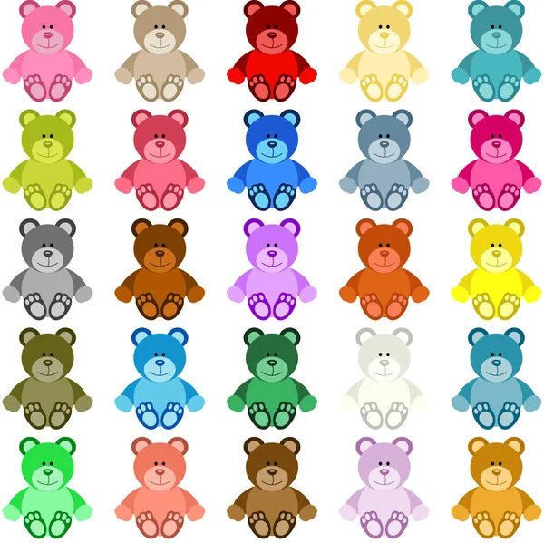 Oso de peluche de colores — Vector de stock