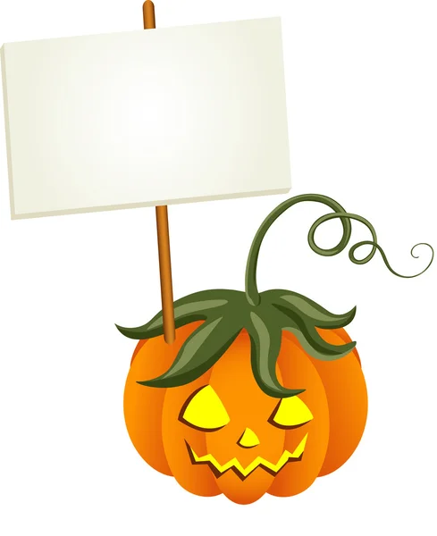 Pumpkin with Signboard — Stock Vector