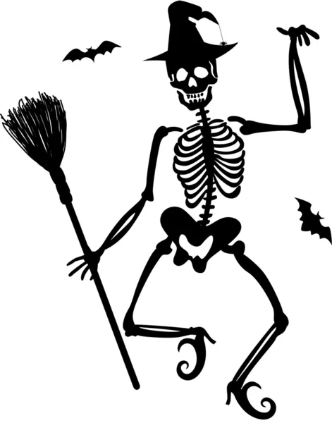 Witch Skeleton — Stock Vector