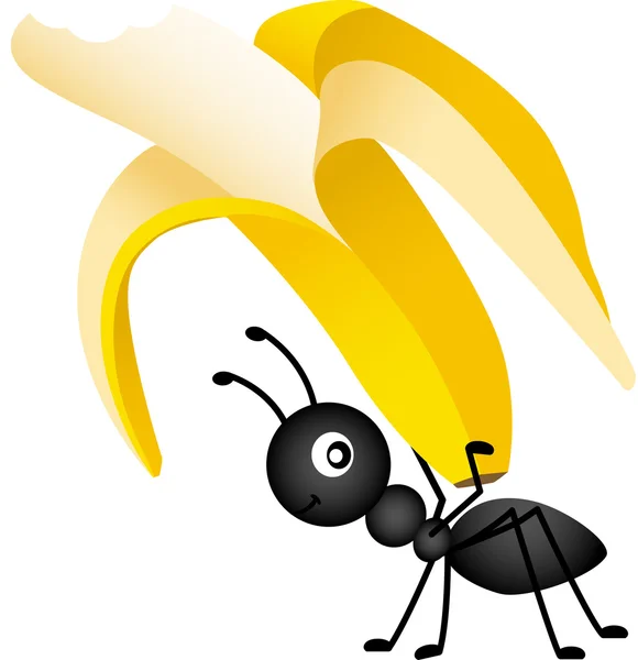 Ant Carrying a Banana — Stock Vector