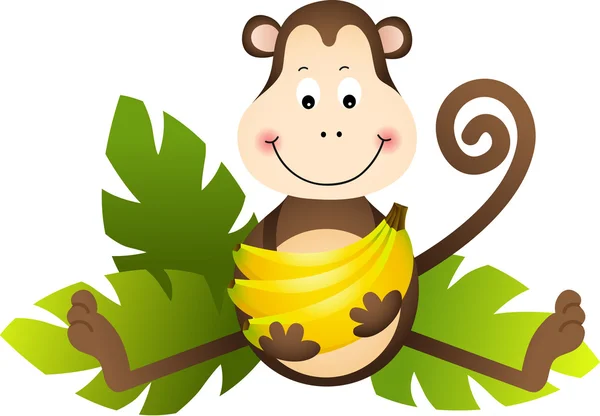 Мавпа сидить з бананами — стоковий вектор