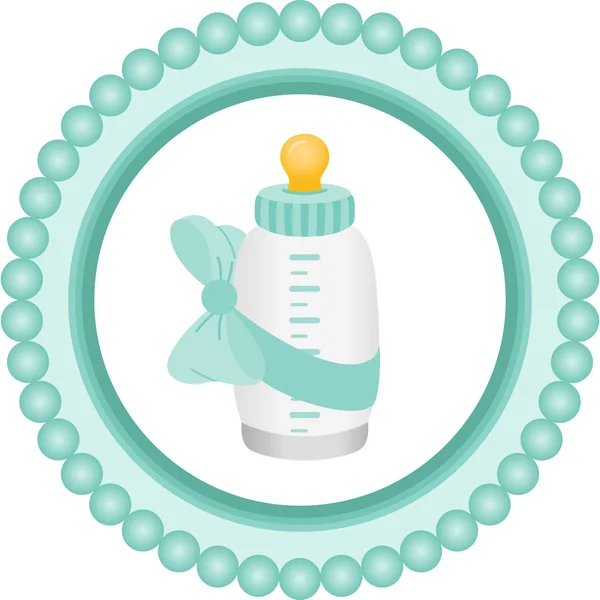 这是一个男孩的婴儿奶瓶圆形标签 — 图库矢量图片
