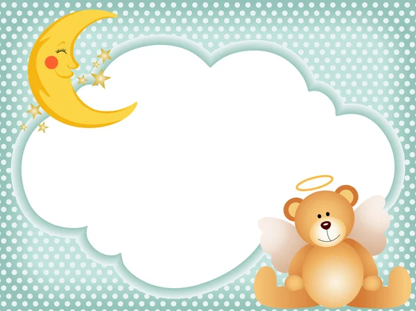 Angel teddy bear on cloud — Stock Vector