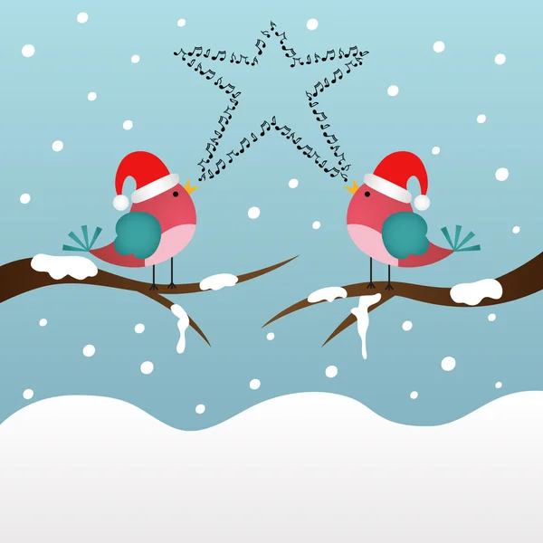 Ptáci vánoční zpívání — Stockový vektor