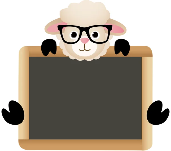 Schattig schapen met schoolbestuur — Stockvector