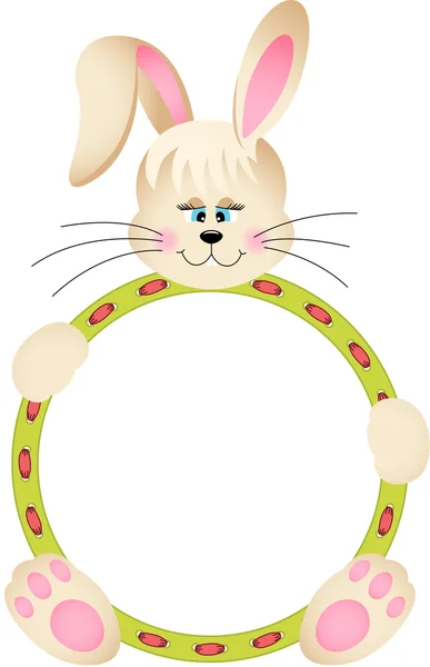Conejo de Pascua con marco redondo — Vector de stock