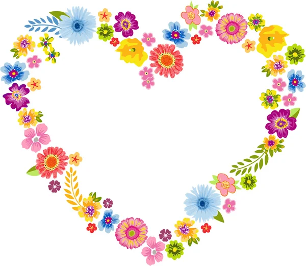 Heart Spring Flower Frame — Stock Vector