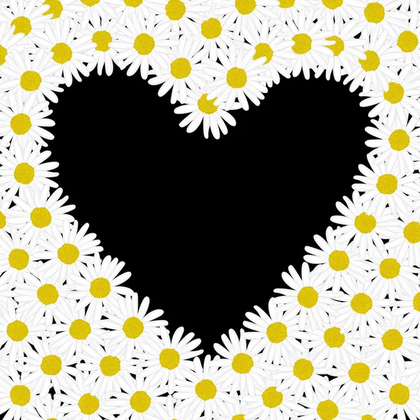 Corazón hecho de flores de margarita — Vector de stock