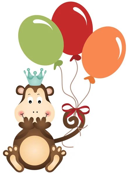 Macaco segurando balões —  Vetores de Stock