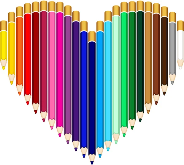 Crayons de couleur Coeur — Image vectorielle