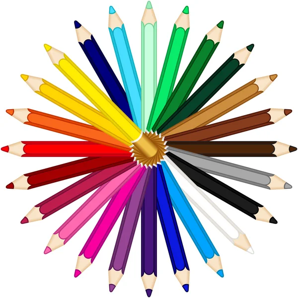 Renkli kalemler çemberi — Stok Vektör