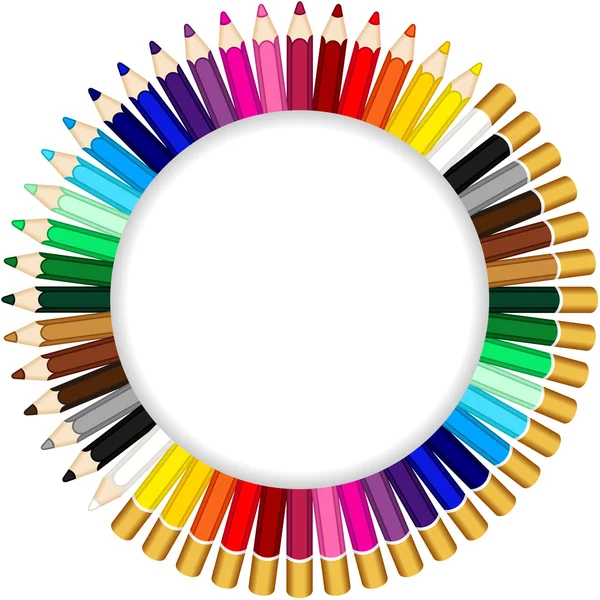 Crayons de couleur formant un cadre rond — Image vectorielle