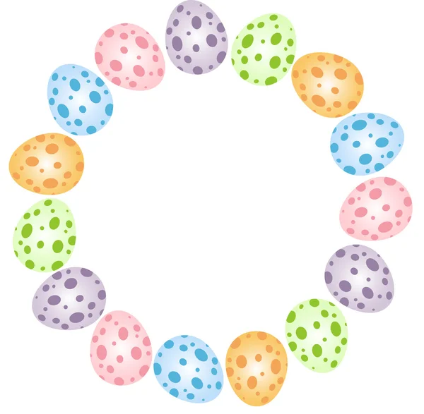 Huevos de Pascua formando un marco circular — Vector de stock