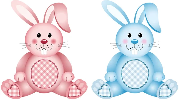 Baby coniglietto rosa e blu — Vettoriale Stock