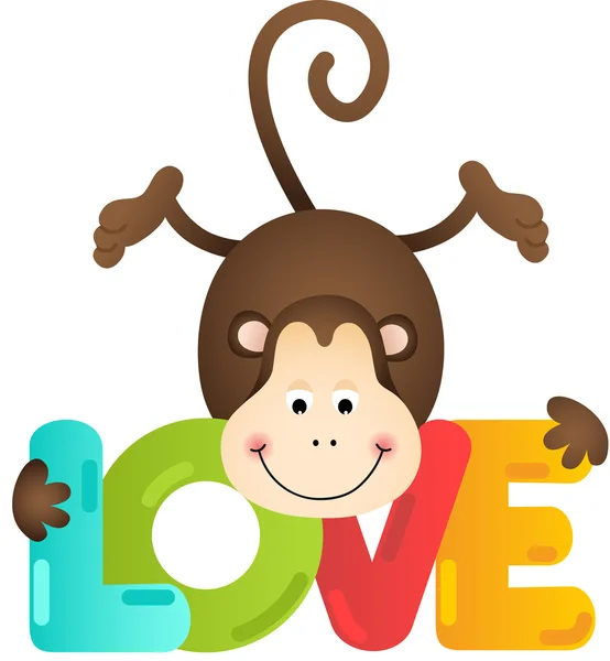 Sød abe med kærlighed tekst – Stock-vektor