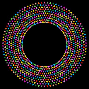 Colorful round frame with triangles