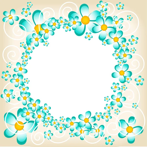 Bleu printemps fleurs cadre — Image vectorielle