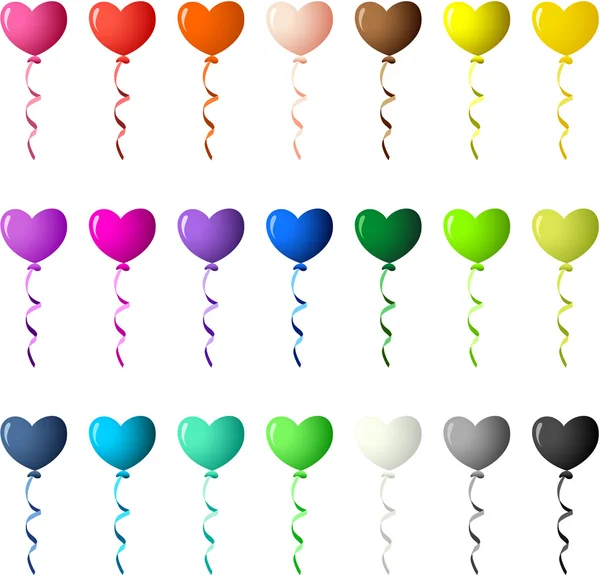 Ballons de coeur colorés — Image vectorielle