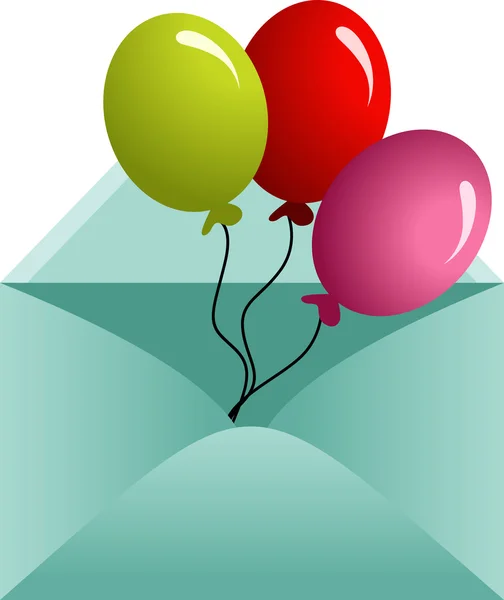 Sobres abiertos con globos — Vector de stock