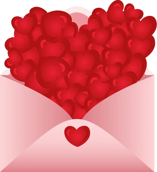 Envelope opened with love hearts — Stock Vector