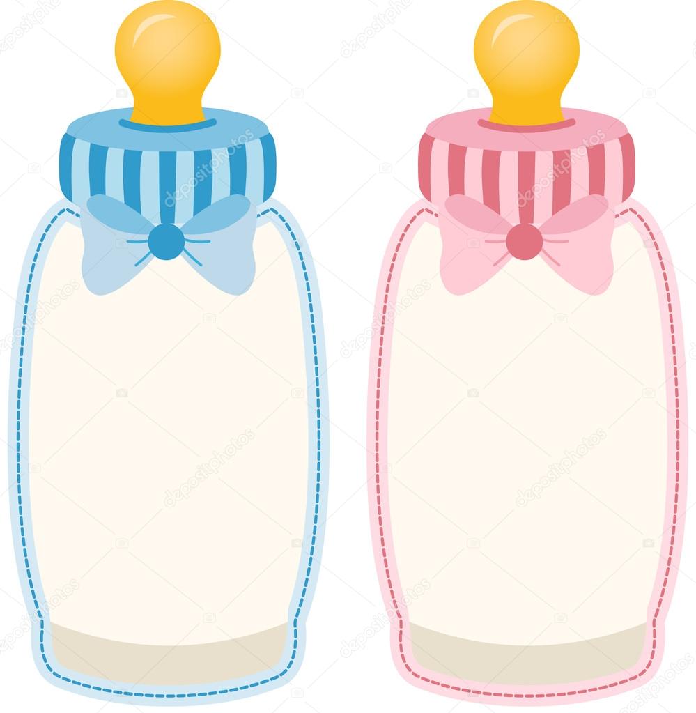 Download Baby bottle pink and blue tag label — Stock Vector ...