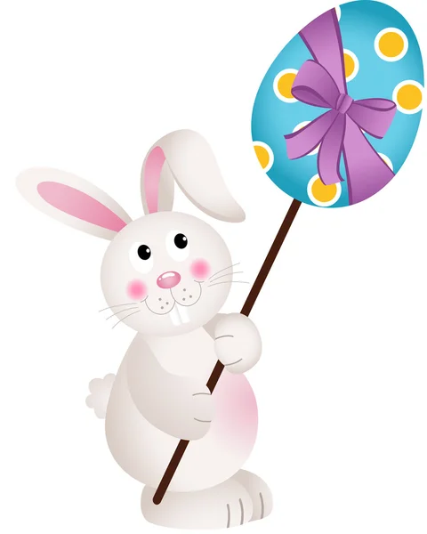 Mignon lapin porte oeuf de Pâques — Image vectorielle