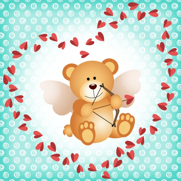 Amor Teddybär auf einem Hintergrund — Stockvektor